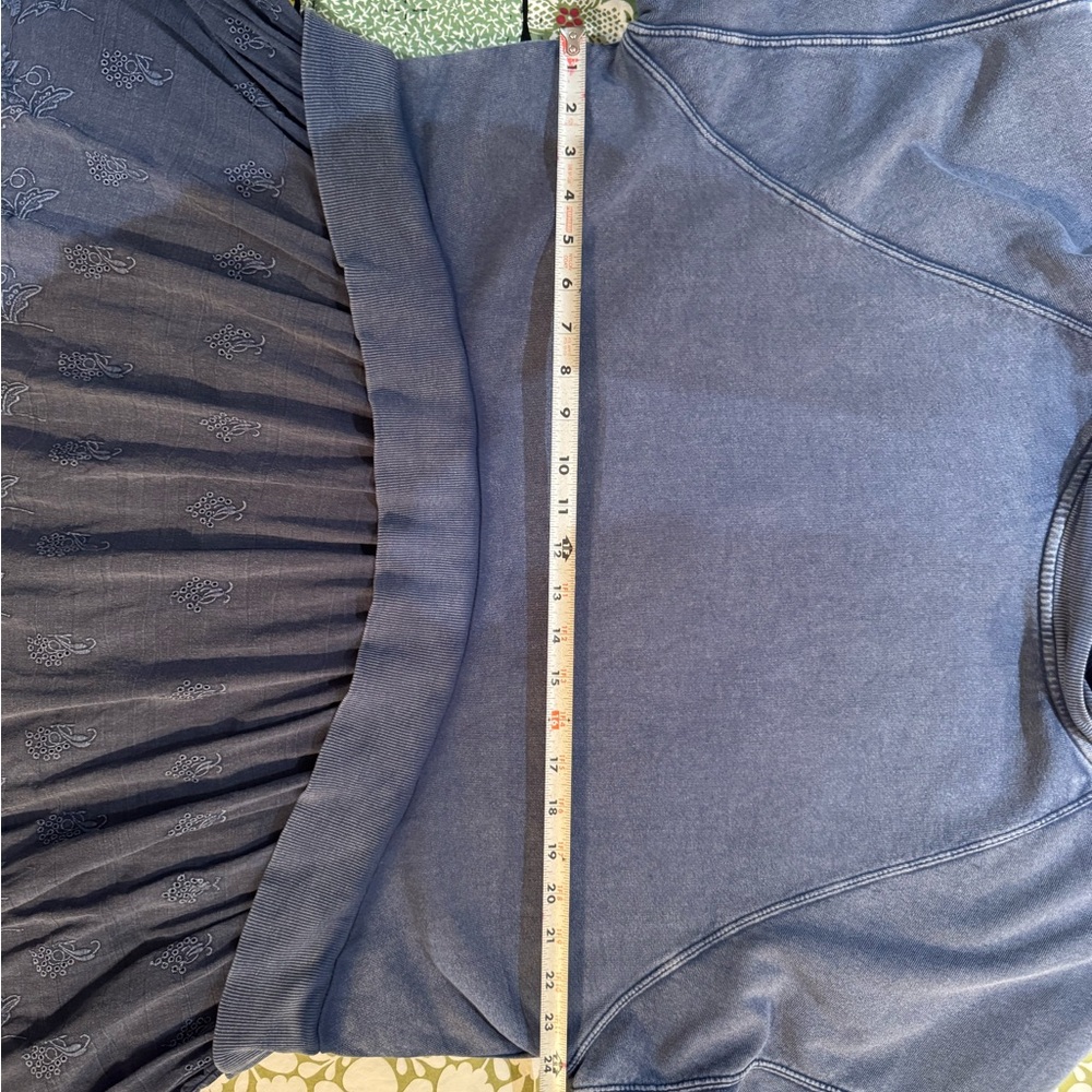 Free People Blue Hoodie Tunic with Lace Hem - Picture 5 of 6